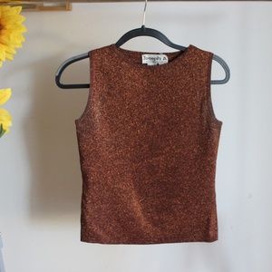 Joseph A. Orange Shimmer Sleeveless Sweater Top